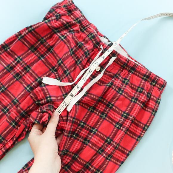 J Crew Red Plaid Cotton Matching Pajama Sleep Set Classic Collared Size Medium - Picture 4 of 12